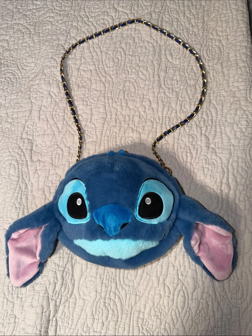 SHEIN Blue Plush Character Crossbody Bag with Pink Ear Accents